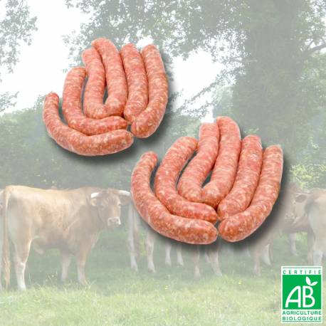Saucisses natures de boeuf Limousin BIO sans additif 1kg