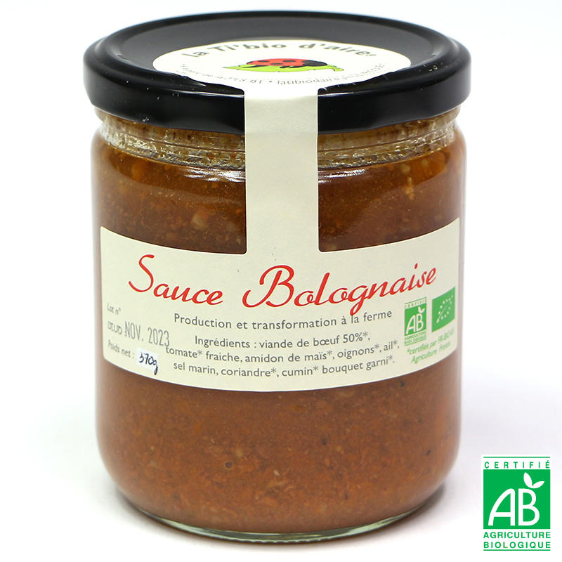 Sauce bolognaise à 20% de bœuf bio - Luce